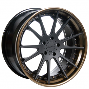 20" Staggered AC Forged Wheels ACR316 Black Face with Bronze Lip Concaved Three Piece Rims 