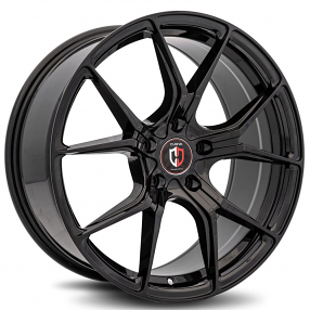 20" Staggered Curva Wheels C42 Black Rims