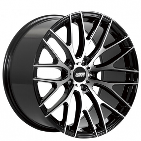 20" Staggered STR Wheels 615 Black Machined Rims