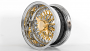 14x7" LA Wire Wheels Reverse 72-Spoke Cross Lace Chrome with American Gold Triple Plating Spokes and Knock-Off Rims