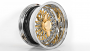 14x7" LA Wire Wheels Reverse 72-Spoke Cross Lace Chrome with American Gold Triple Plating Spokes and Knock-Off Rims