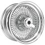 14x6" LA Wire Wheels Standard 100-Spoke Straight Lace Chrome with Chrome Heavy Duty Knock-Off Rims