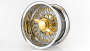 14x7" LA Wire Wheels Reverse Gold/Chrome 72-Spoke Cross Lace American Gold Plating with Chrome Rims