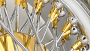 14x7" LA Wire Wheels Reverse Gold/Chrome 72-Spoke Cross Lace American Gold Plating with Chrome Rims