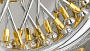 14x7" LA Wire Wheels Reverse Gold/Chrome 72-Spoke Cross Lace American Gold Plating with Chrome Rims