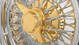 15x7" LA Wire Wheels Standard 72-Spoke Cross Lace American Gold Plating with Chrome Rims