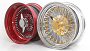 15x7" LA Wire Wheels Standard 72-Spoke Cross Lace American Gold Plating with Chrome Rims