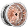 14x6" LA Wire Wheels Reverse 100-Spoke Straight Lace Chrome with Rose Gold Center Heavy Duty Knock-Off Rims