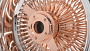 14x6" LA Wire Wheels Reverse 100-Spoke Straight Lace Chrome with Rose Gold Center Heavy Duty Knock-Off Rims