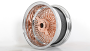 14x6" LA Wire Wheels Reverse 100-Spoke Straight Lace Chrome with Rose Gold Center Heavy Duty Knock-Off Rims