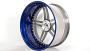19" AC Forged Wheels ACF702 Brushed Double Dark Tint Face with Color Matched Blue Inner and Gloss Monica Polished Rivets Rims 