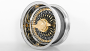 14x6" LA Wire Wheels Reverse 100-Spoke Straight Lace Black Spokes with Gold Accents and Chrome Lip Rims 
