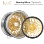 14x7" LA Wire Wheels Reverse 72-Spoke Cross Lace Chrome with American Gold Plating Spokes and Knock-Off Rims