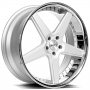 22" Staggered Azad Wheels AZ008 Silver Brushed with Chrome Lip Rims 