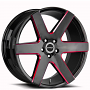 24" Strada Wheels Coda Gloss Black Milled Edge Red Rims 