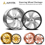 26" Artis Forged Wheels Bullet Brushed Silver Face with Chrome Lip Rims