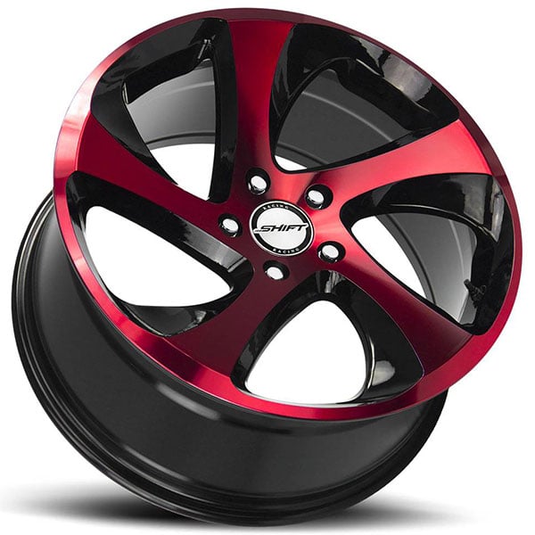 18" Shift Wheels Strut Gloss Black with Candy Red Face Rims SFT0512