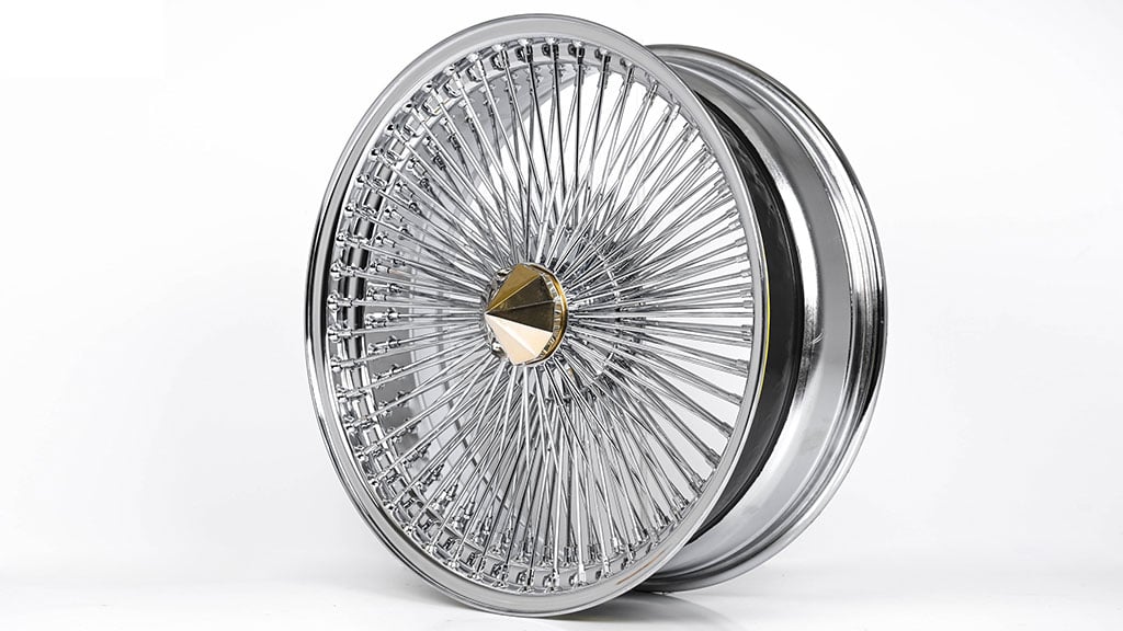 20x8 Wire Wheels Fwd 150 Spoke Straight Lace Chrome Center With Gold