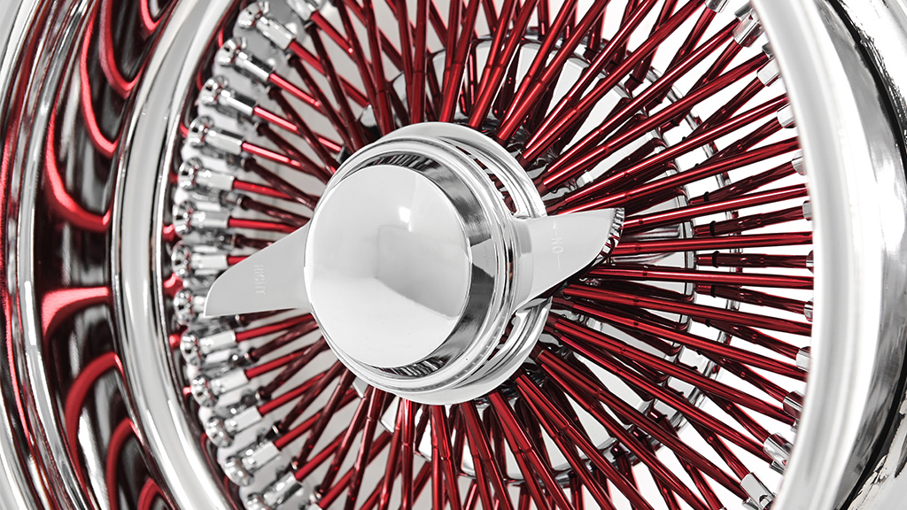 X La Wire Wheels Reverse Spoke Straight Lace Chrome With Red Spoke Rims Ww