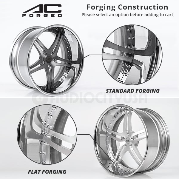 20" Staggered AC Forged Wheels AC312 Brushed Face with Chrome Lip Three Piece Rims