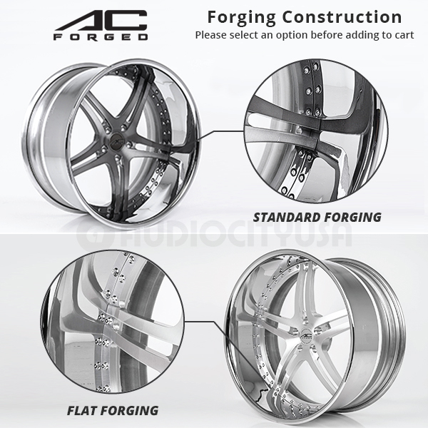 20" Staggered AC Forged Wheels AC312 Gunmetal Face with Chrome Lip Three Piece Rims