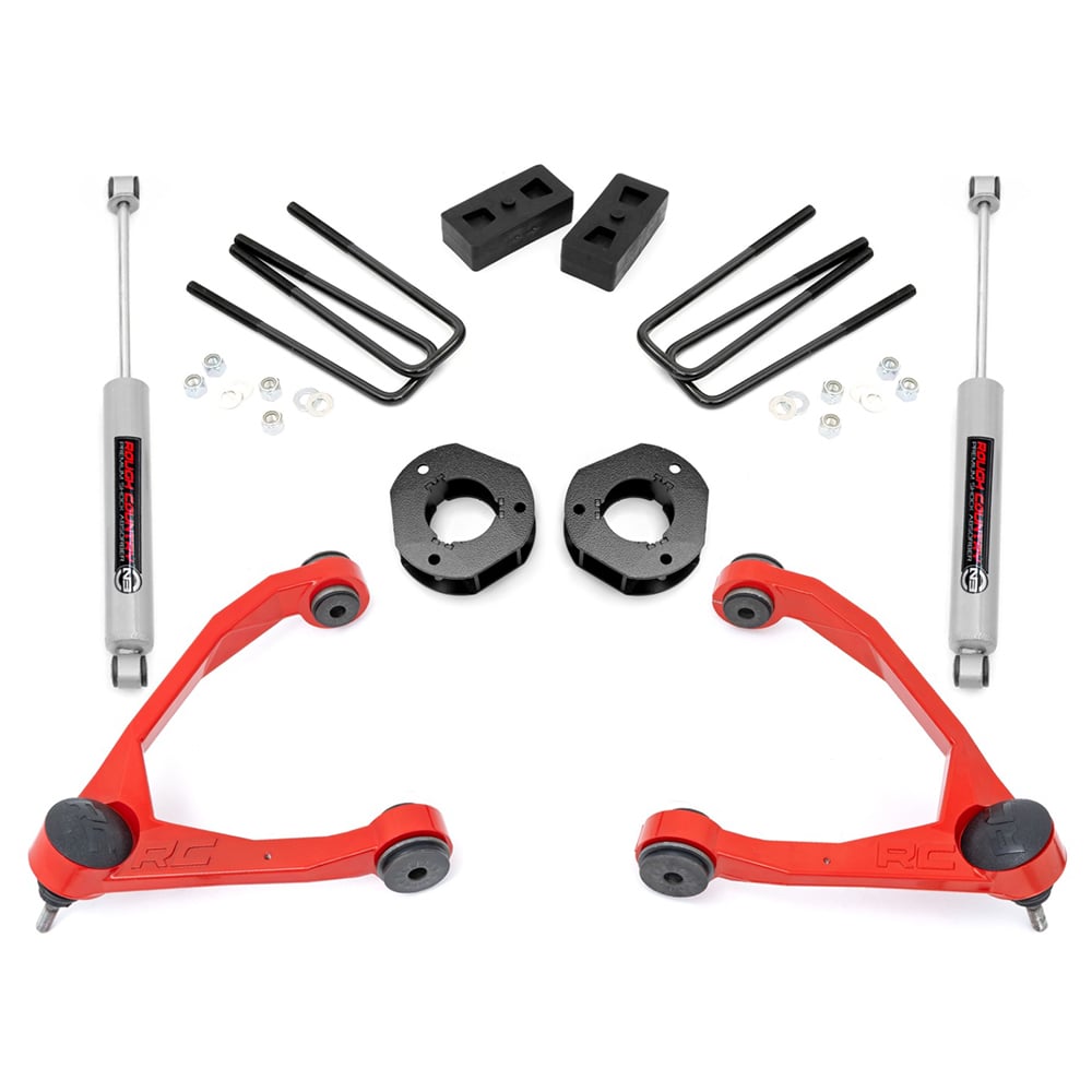 Rough Country (246.23RED) 3.5 inch Lift Kit | Cast Steel | N3 Strut | Chevy/GMC 1500 (07-13)