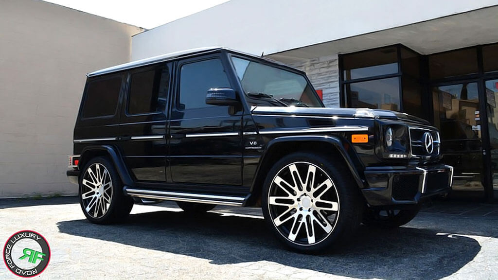 24" Road Force Wheels RF24 Black with Machined Face Rims For G-Wagon