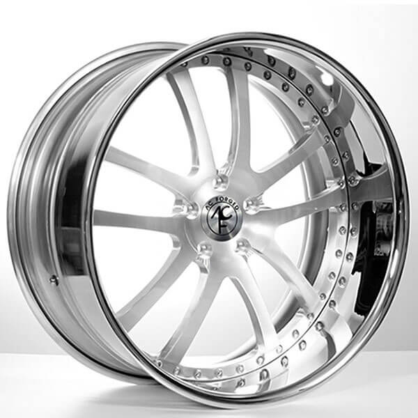20" Staggered AC Forged Wheels AC312 Brushed Face with Chrome Lip Three Piece Rims