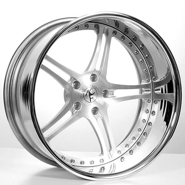 24" AC Forged Wheels Split5A Brushed Face with Chrome Lip Three Piece Rims 