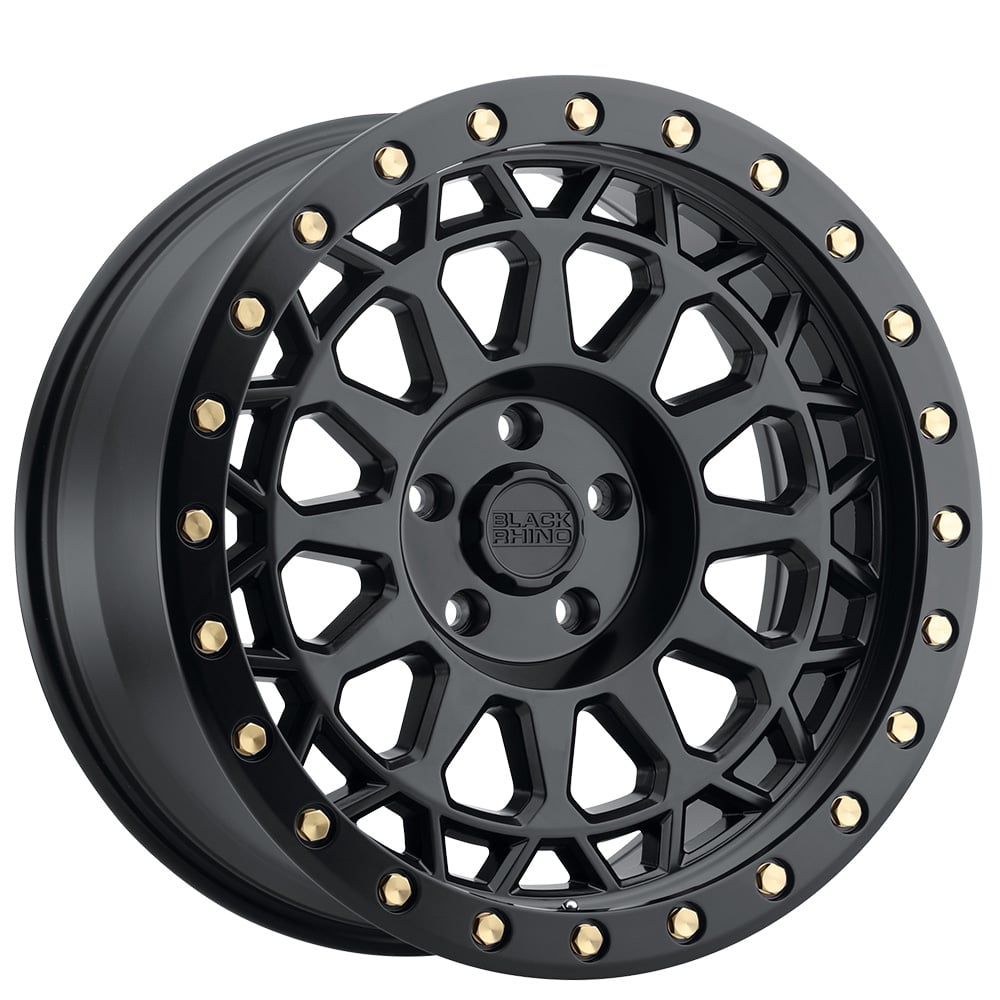 17" Black Rhino Wheels Primm Beadlock Matte Black with Brass Bolts Off