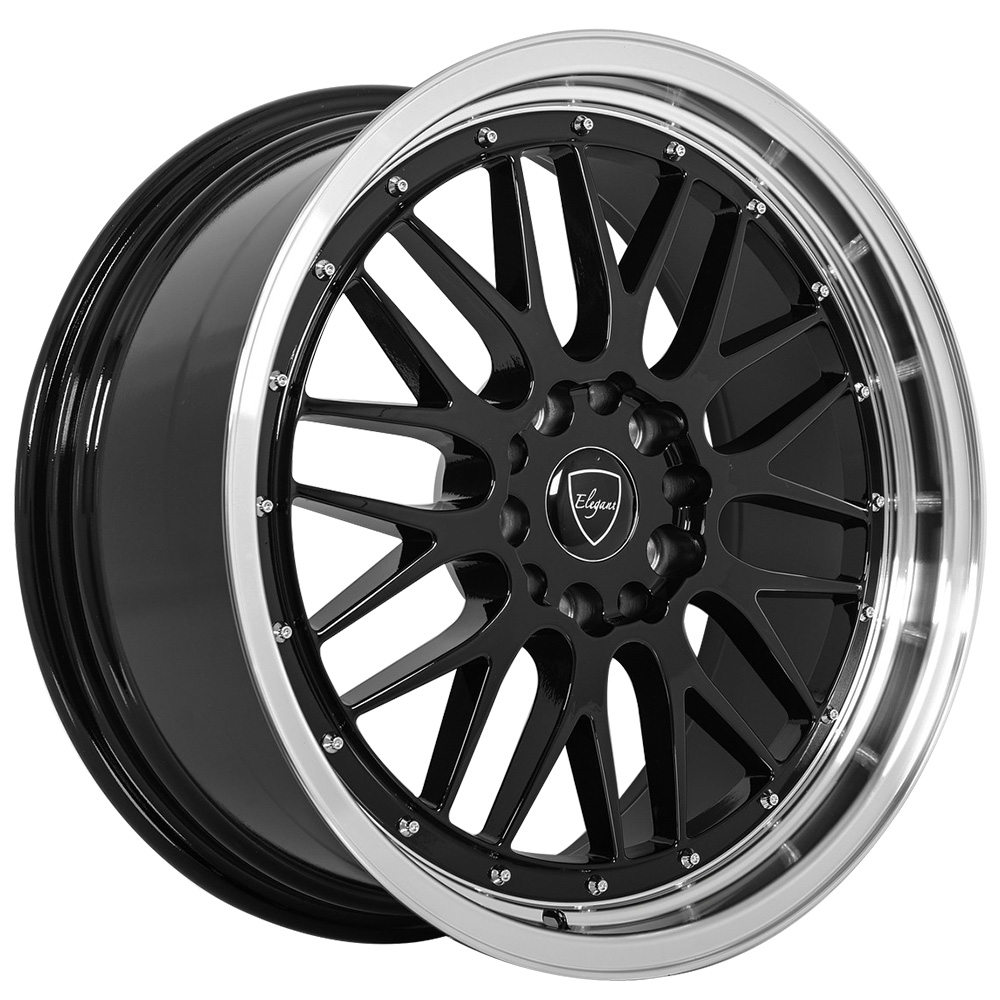 Elegant Wheels E Gloss Black With Machined Lip Rims Egt