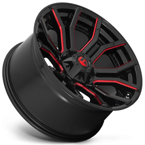 20" Fuel Wheels D712 Rage Gloss Black with Red Milled Off-Road Rims #