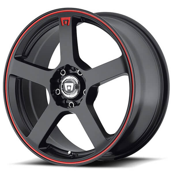 17" Motegi Racing Wheels MR116 Matte Black with Red Stripe Rims 