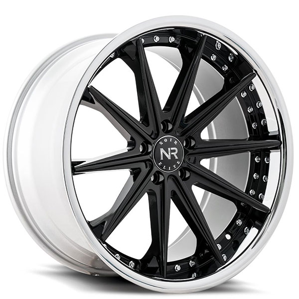 20" Noir Elite Wheels NR100 Gloss Black with SS Lip Rims # ...