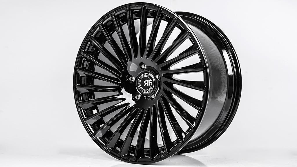 22 Staggered Road Force Wheels RF23 Gloss Black Rims #RF065-2