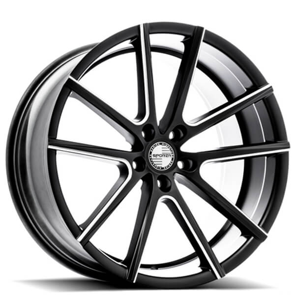 22" Staggered Sporza Wheels V5 Satin Black Milled Concave Rims