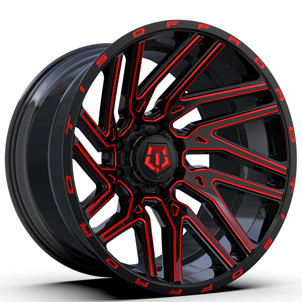 Tis Wheels 554bmr Gloss Black With Red Tinted Milled Off Road Rims Tor034 1