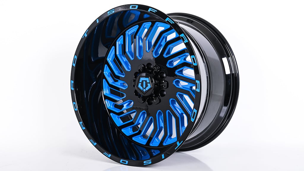 Tis Wheels B Custom Gloss Black With Blue Accents Off Road Rims Tor