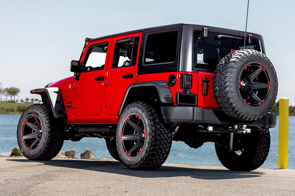 20" Tuff Wheels T12 Satin Black with Red Inserts Off-Road Rims #TUF021-1