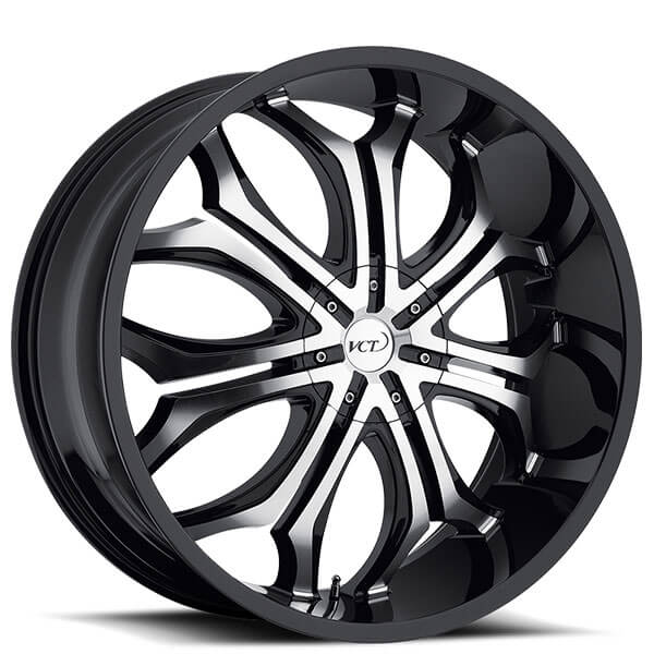 22" VCT Wheels V61 Godfather Black Machined Huge Size Lip Rims 
