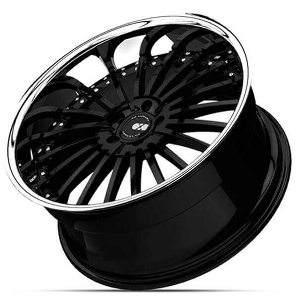 20" Staggered XO Wheels New York Gloss Black with SS Lip Rims #XO045-2