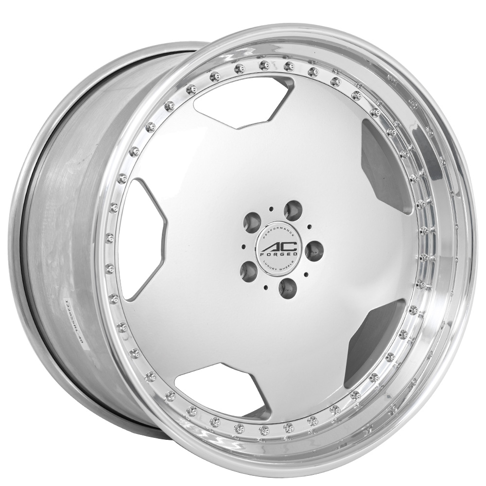 22" AC Forged Wheels ACF720 Brushed Face with Chrome Lip Three Piece Rims