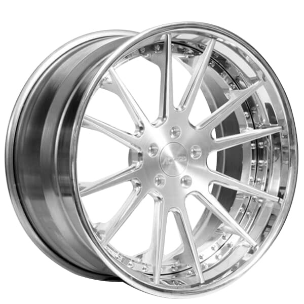 22 Staggered AC Forged Wheels ACF703 Brushed Face with Chrome Lip Three  Piece Rims #AC067-5