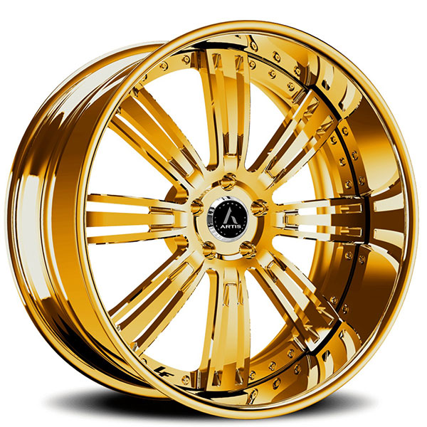 26" Artis Forged Wheels Grino Gold over Chrome Face and Lip Rims
