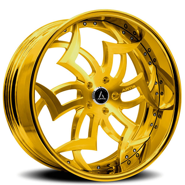 24" Artis Forged Wheels Medusa Gold Polaris Slingshot / 3-Wheeler Rims