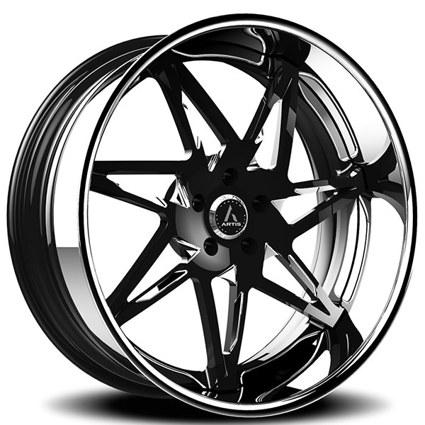 20/21" Artis Forged Wheels Nirvana Black Face with Chrome Window and Chrome Lip Rims