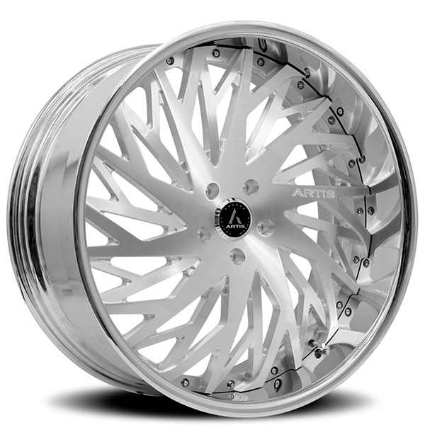 20" Artis Forged Wheels Northtown Brushed Silver Face with Chrome Lip Rims