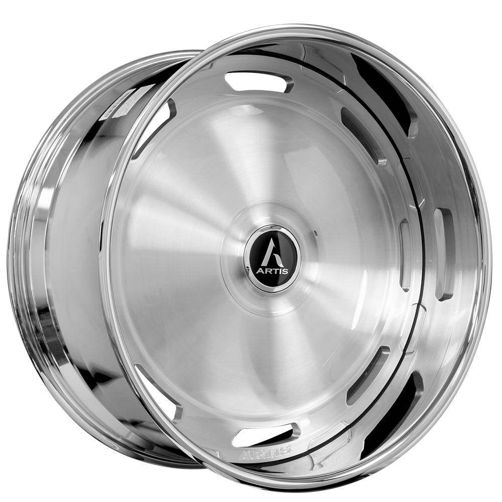 21" Artis Forged Wheels Triumph Brushed Face with Chrome Lip XL Floating Cap Rims