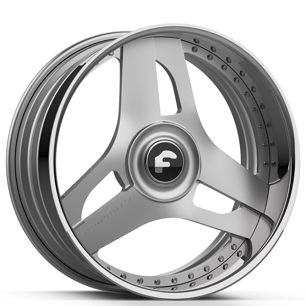 22" Forgiato Wheels 713-2 Brushed Silver with Chrome Lip XL Floating Caps Forged Rims 