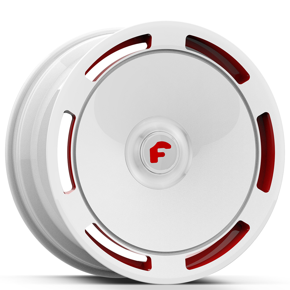 20" Forgiato Wheels Blank-RA-M Gloss White with Red Accents XL Floating Caps Forged Rims 
